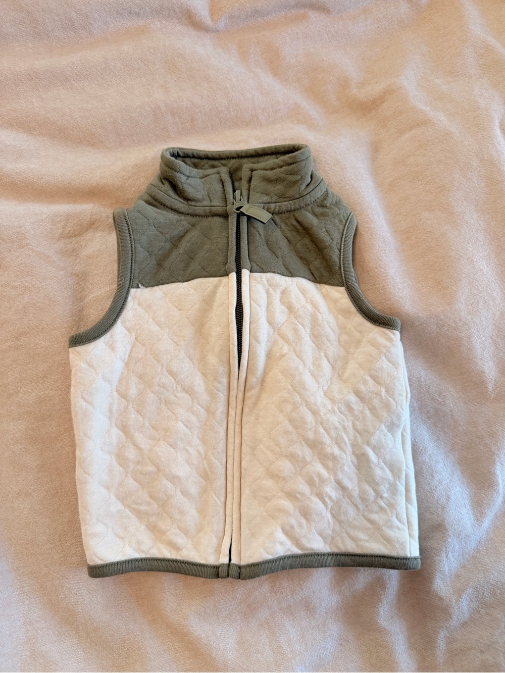 Carter's Quilted Vest in Cream and Sage Green